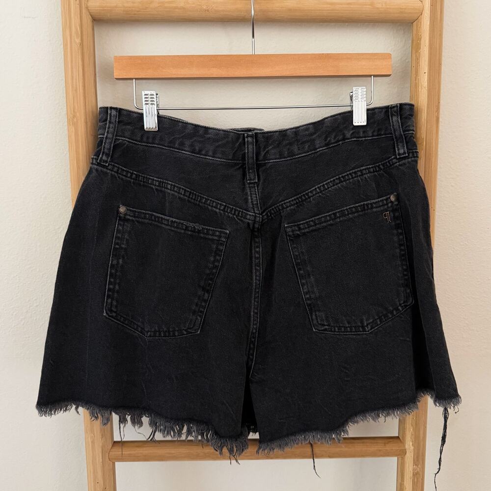 Pilcro Anthropologie Black Denim Shorts 32 Rhinestone Distressed High Rise - Picture 3 of 6